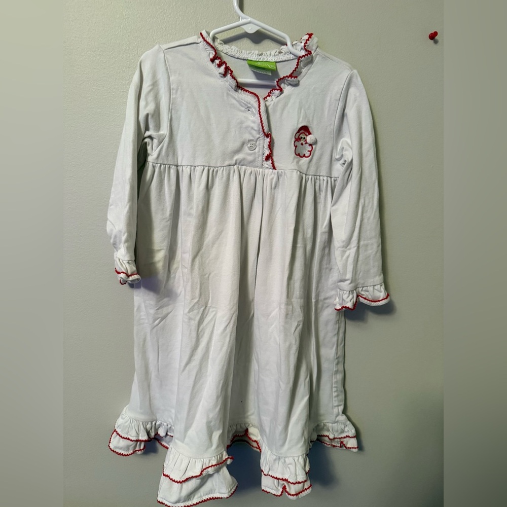 Classic Whimsy Santa White Nightgown with Red Trim